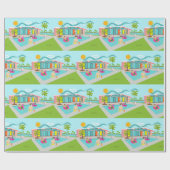 Retro Gay Roze Flamingo Pool Party Cadeaupapier (Vlak)