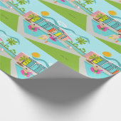 Retro Gay Roze Flamingo Pool Party Cadeaupapier (Hoek)