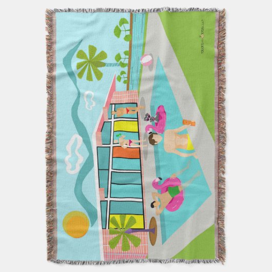 Retro Gay Roze Flamingo Pool Party Deken (Voorkant Verticaal)