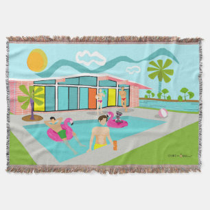 Retro Gay Roze Flamingo Pool Party Deken