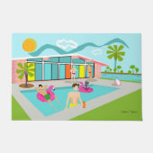 Retro Gay Roze Flamingo Pool Party Deurmat (Voorkant)