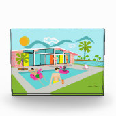 Retro Gay Roze Flamingo Pool Party Fotoblokken (Voorkant)