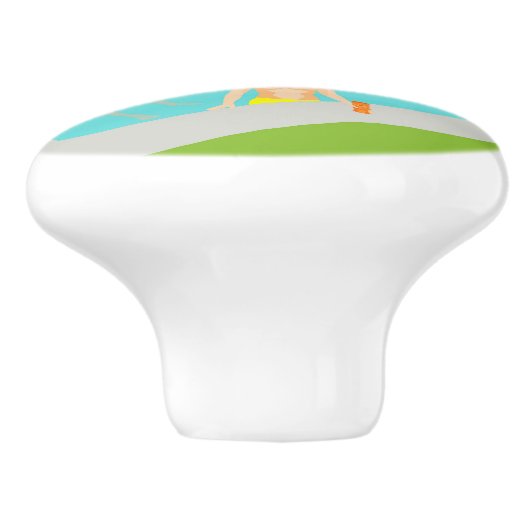 Retro Gay Roze Flamingo Pool Party Keramische Knop (Zijkant)