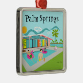 Retro Gay Roze Flamingo Pool Party Metalen Ornament (Rechts)