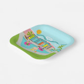 Retro Gay Roze Flamingo Pool Party Papieren Bordje (Gebogen)