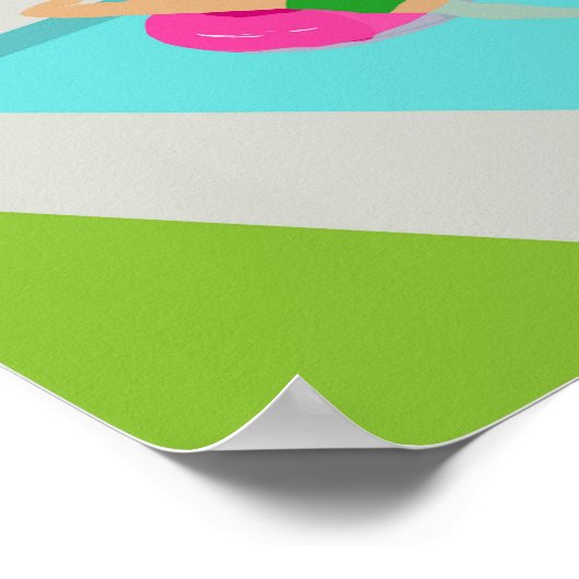 Retro Gay Roze Flamingo Pool Party Poster (Hoek)