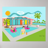 Retro Gay Roze Flamingo Pool Party