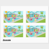 Retro Gay Roze Flamingo Pool Party Rechthoekige Sticker (Vel)