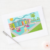 Retro Gay Roze Flamingo Pool Party Rechthoekige Sticker (Envelop)