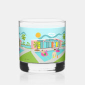 Retro Gay Roze Flamingo Pool Party Whisky Glas (Achterkant)