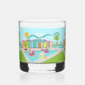 Retro Gay Roze Flamingo Pool Party Whisky Glas (Links)