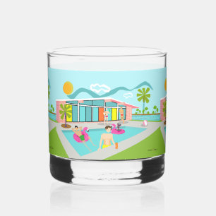 Retro Gay Roze Flamingo Pool Party Whisky Glas