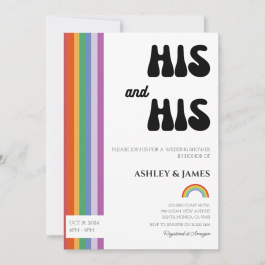 Retro Gay Trouwkoppels Douche Zijn & Zijn LGBTQ Kaart (Voorkant)