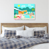 Retro Gay Zwembad Party Wrapped Canvas Print (Insitu (Slaapkamer))