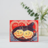  Retro Gebakken Eieren Valentijn Feestdagenkaart (Staand voorkant)