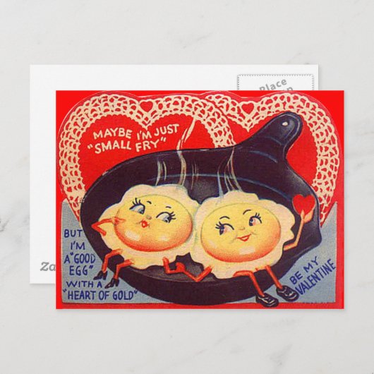  Retro Gebakken Eieren Valentijn Feestdagenkaart (Voorkant / Achterkant)