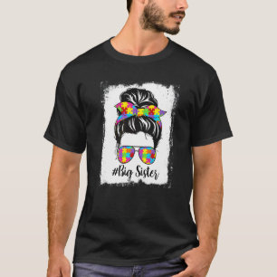 Retro Gebleekte Autisme Grote Zus Rommelige Knot A T-shirt