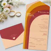 Retro gebogen boog streep bruiloft all in one uitnodiging