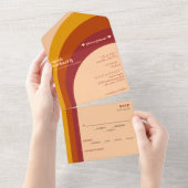 Retro gebogen boog streep bruiloft all in one uitnodiging (Afscheurbaar)