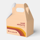 Retro gebogen boog streep liefde op vuur bruiloft bedankdoosjes (Voorkant Zijde)