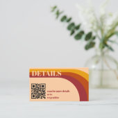 Retro gebogen boog streep QR code bruiloft details Informatiekaartje (Staand voorkant)