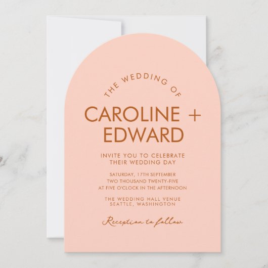 Retro Gebogen Gestreepte Trouwkaart Kaart (Voorkant)