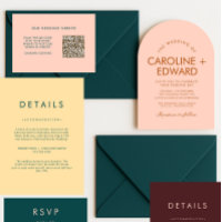 Retro Gebogen Gestreepte Trouwkaart