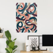 Retro gebogen lijnen abstracte poster (Thuiskantoor)