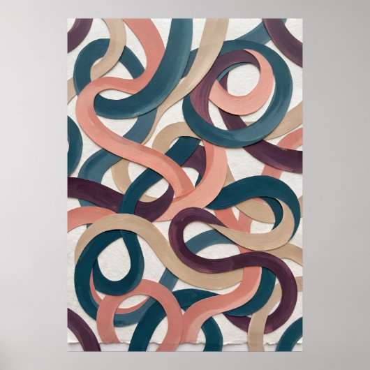 Retro gebogen lijnen abstracte poster (Voorkant)