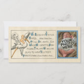 Retro geboorteaankondiging voor babyjongen en ooie aankondiging (Voorkant)