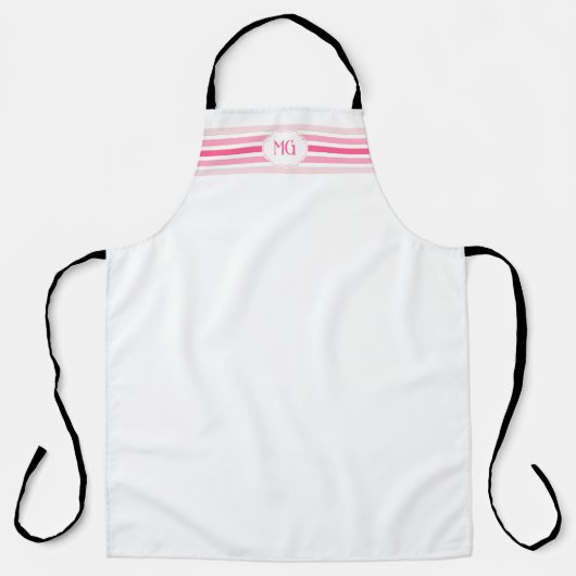 Retro Geborduurd Minimalistisch Strepen Schort (Voorkant)