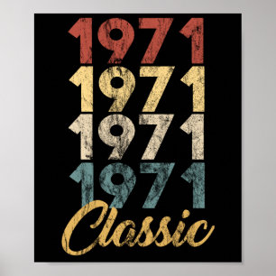 retro geboren in 1971 48e geboortedag gift poster