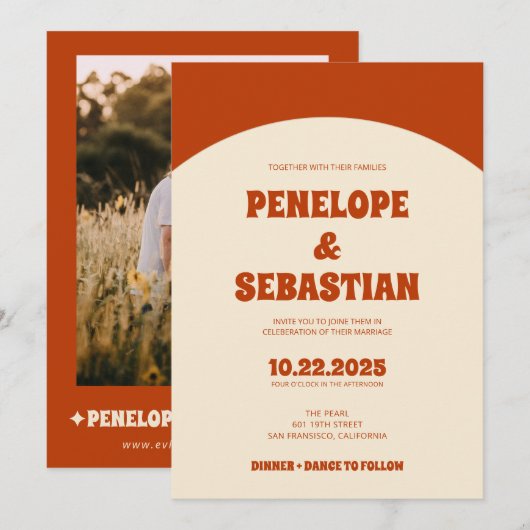 Retro gebrande Sinaasappel terracotta groovy vet b Kaart (Voorkant / Achterkant)