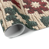 Retro Gebreide Rode Groene Kerst Trui Weer Cadeaupapier (Rol Hoek)