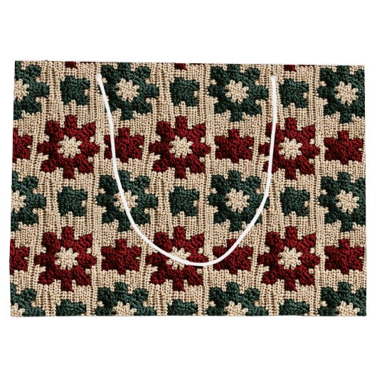 Retro Gebreide Rode Groene Kerst Trui Weer Groot Cadeauzakje (Achterkant)