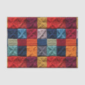 Retro Gebreide Vierkantjes Quilt Patroon BP4 Decou Tissuepapier (Voorkant)