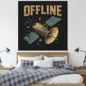 Retro Gebroken Satelliet "OFFLINE" Ruimte Kunst Canvas Afdruk (Insitu (Slaapkamer))