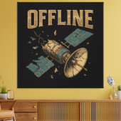 Retro Gebroken Satelliet "OFFLINE" Ruimte Kunst Canvas Afdruk (Insitu (Woonkamer))