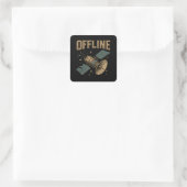 Retro Gebroken Satelliet "OFFLINE" Ruimte Kunst Vierkante Sticker (Tas)
