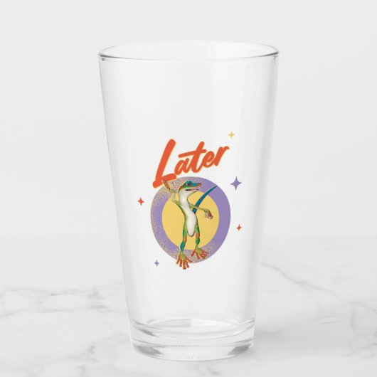 Retro Gecko Later Luie Dag Humor Glas (Voorkant)