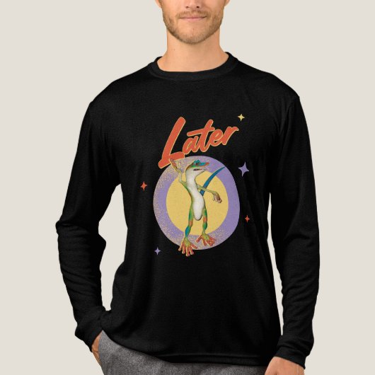 Retro Gecko Later Luie Dag Humor Tri-Blend Shirt (Voorkant volledig)
