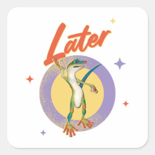 Retro Gecko Later Luie Dag Humor Vierkante Sticker