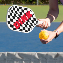 Retro Gecontroleerd Patroon zwart-wit Pickleball Paddle