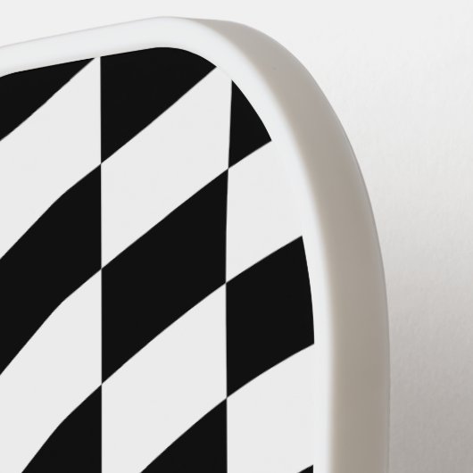 Retro Gecontroleerd Patroon zwart-wit Pickleball Paddle (Links Detail)