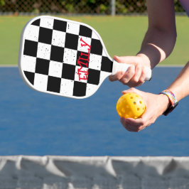 Retro Gecontroleerd Patroon zwart-wit Pickleball Paddle