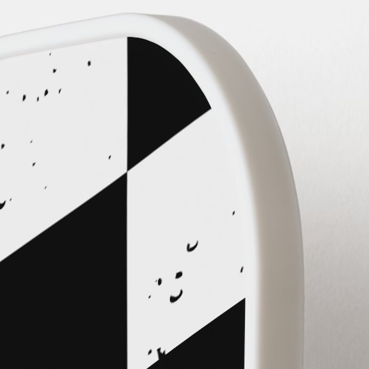 Retro Gecontroleerd Patroon zwart-wit Pickleball Paddle (Links Detail)