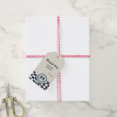 Retro gecontroleerd verjaardagszwart Dank u Cadeaulabel (Met Touw)