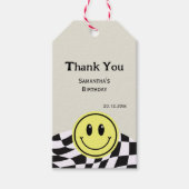 Retro  gecontroleerd verjaardagszwart Dank u Cadeaulabel (Voorkant)