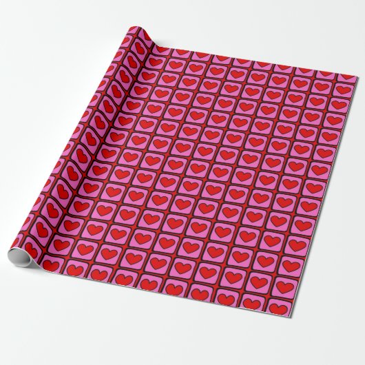 Retro  gecontroleerd Y2K-patroon Cadeaupapier (Uitgerold)