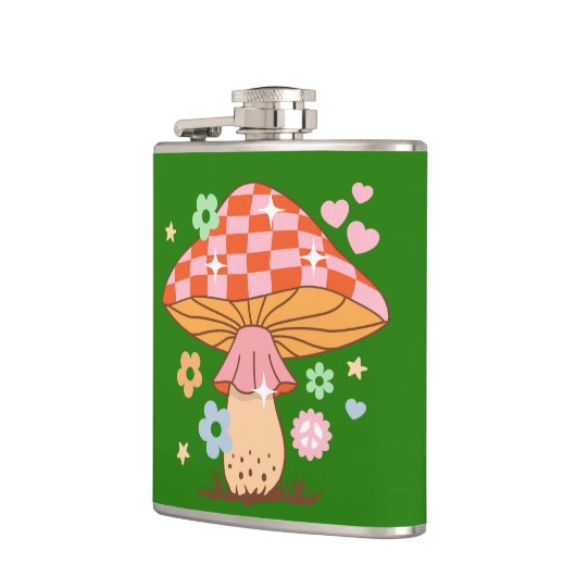 Retro Gecontroleerde paddenstoel Disco Ball Hippie Heupfles (Links)